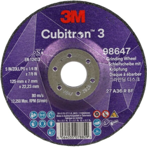 Tarcza 3M™ Cubitron™ 3 86647 (T27) - 125 mm x 7 mm 22 mm