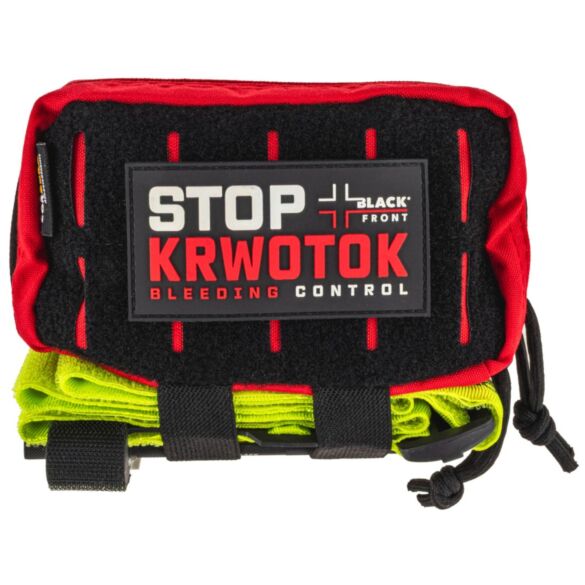Zestaw ratowniczy Black Front STOP KRWOTOK PRO - czerwona saszetka/opaska fluo