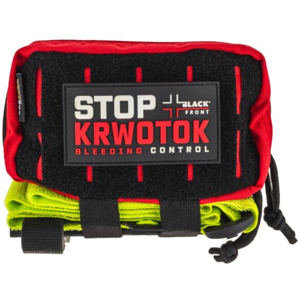 Zestaw ratowniczy Black Front STOP KRWOTOK - czerwona saszetka/opaska fluo